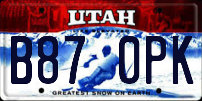 UT license plate B870PK