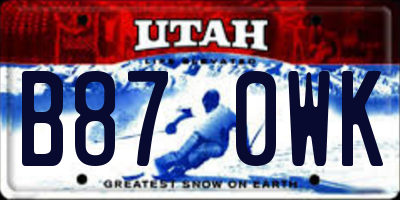 UT license plate B870WK