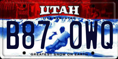 UT license plate B870WQ