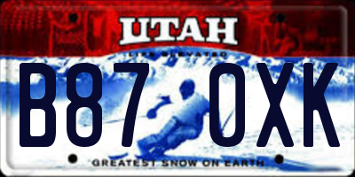 UT license plate B870XK