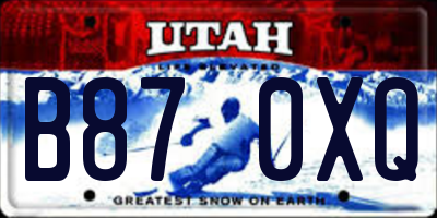 UT license plate B870XQ
