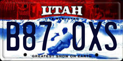 UT license plate B870XS