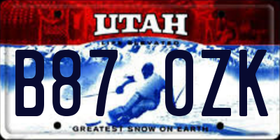 UT license plate B870ZK