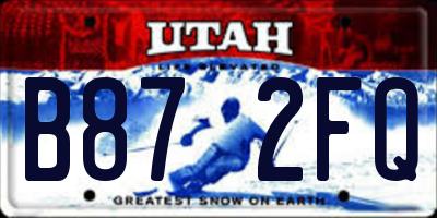 UT license plate B872FQ