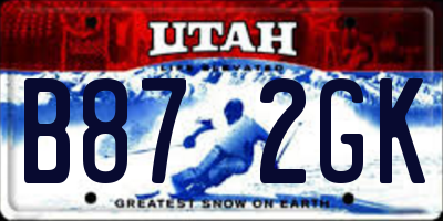 UT license plate B872GK
