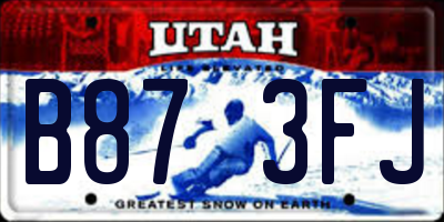 UT license plate B873FJ