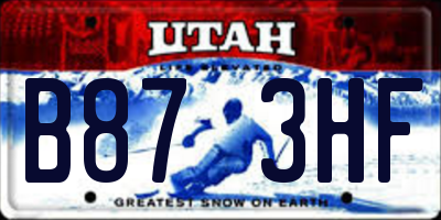 UT license plate B873HF