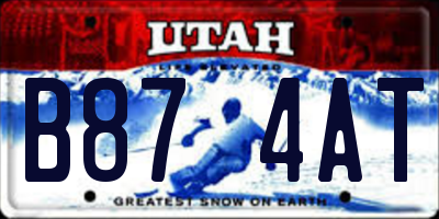 UT license plate B874AT