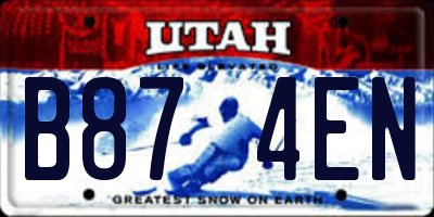 UT license plate B874EN