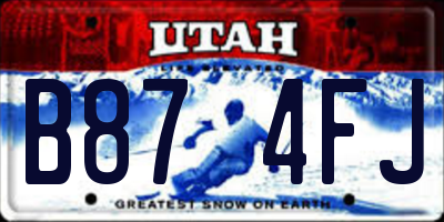 UT license plate B874FJ