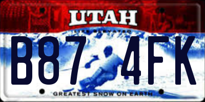 UT license plate B874FK