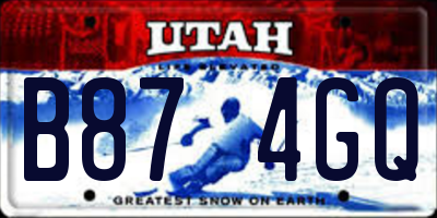 UT license plate B874GQ