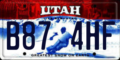 UT license plate B874HF