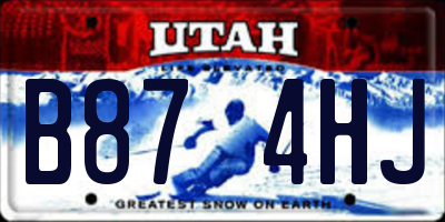 UT license plate B874HJ