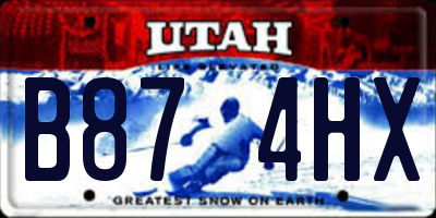 UT license plate B874HX