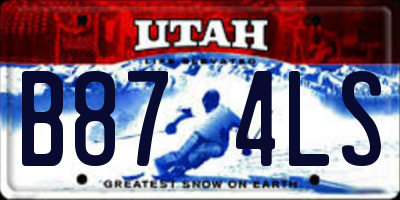 UT license plate B874LS