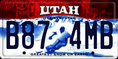 UT license plate B874MB