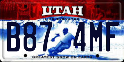 UT license plate B874MF