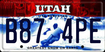 UT license plate B874PE