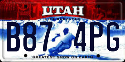 UT license plate B874PG