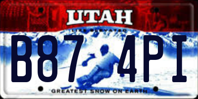 UT license plate B874PI