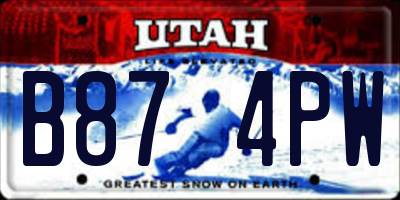 UT license plate B874PW