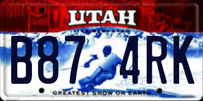 UT license plate B874RK