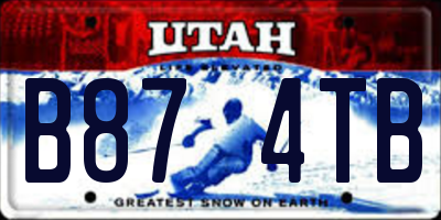 UT license plate B874TB