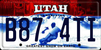 UT license plate B874TI