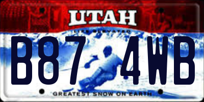 UT license plate B874WB