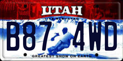 UT license plate B874WD
