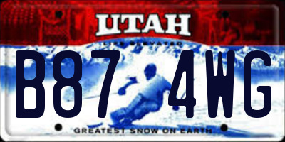 UT license plate B874WG