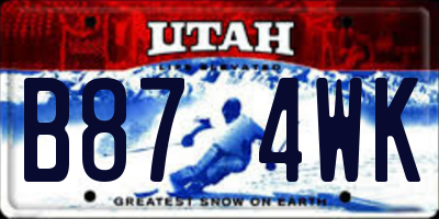 UT license plate B874WK