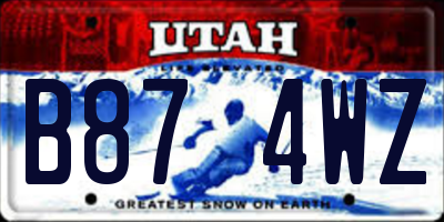 UT license plate B874WZ