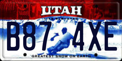UT license plate B874XE