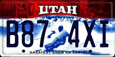 UT license plate B874XI