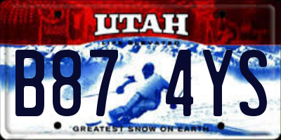 UT license plate B874YS