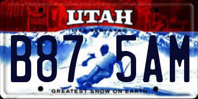 UT license plate B875AM