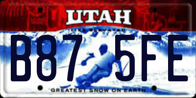UT license plate B875FE