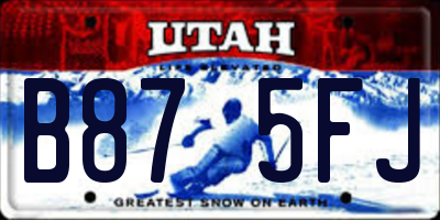 UT license plate B875FJ