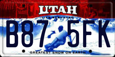 UT license plate B875FK