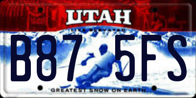 UT license plate B875FS