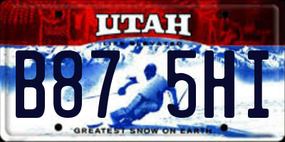 UT license plate B875HI