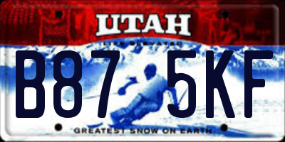 UT license plate B875KF