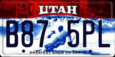 UT license plate B875PL