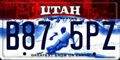 UT license plate B875PZ