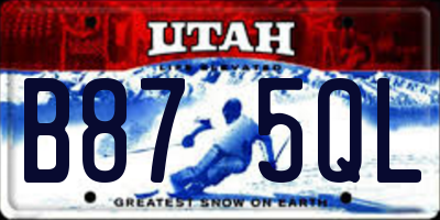 UT license plate B875QL