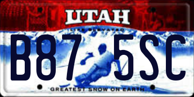 UT license plate B875SC