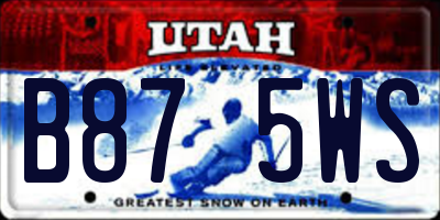 UT license plate B875WS