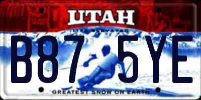 UT license plate B875YE